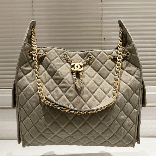 Chanel 25 Small Hand Bag Taupe 13.4 Inches