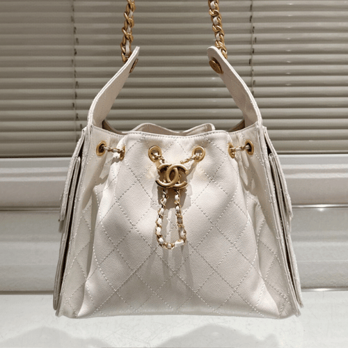 Chanel 25 Small Hand Bag White 13.4 Inches