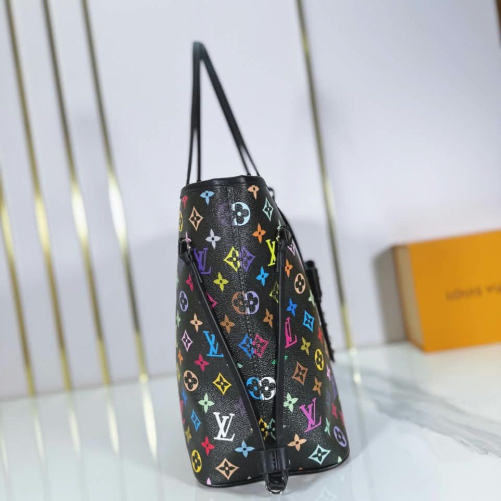 Louis Vuitton Neverfull MM Monogram Multicolore Black Tote Bag M40156