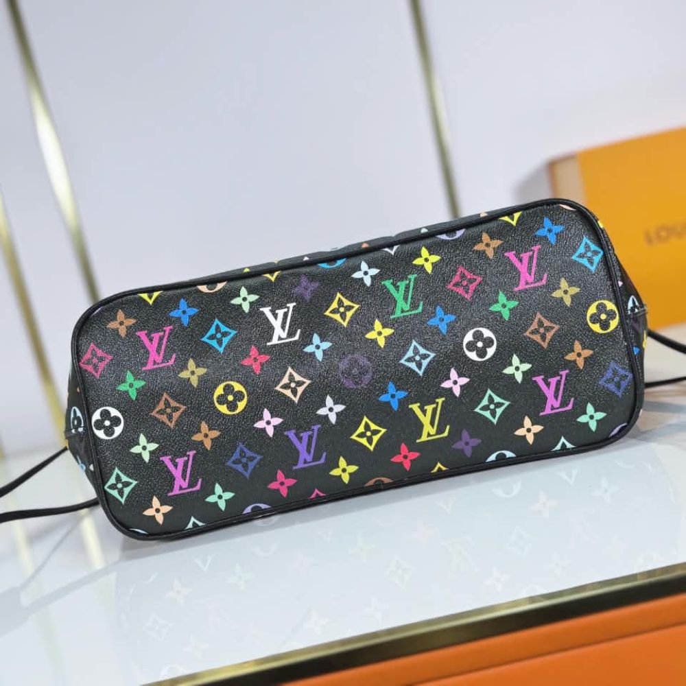 Louis Vuitton Neverfull MM Monogram Multicolore Black Tote Bag M40156