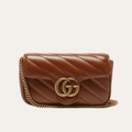 Gucci Gg Marmont Mini Chain Shoulder Bag Brown 6.3 Inches